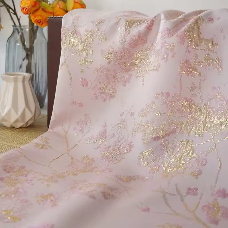 Multi-Color Tulle Brocade Fabric Gold Jacquard Pattern Embroidery Stretch Material for Wedding and Party Dresses