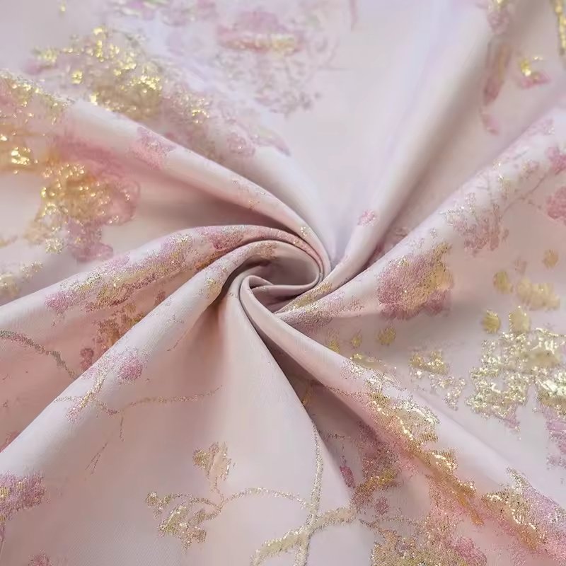 Multi-Color Tulle Brocade Fabric Gold Jacquard Pattern Embroidery Stretch Material for Wedding and Party Dresses