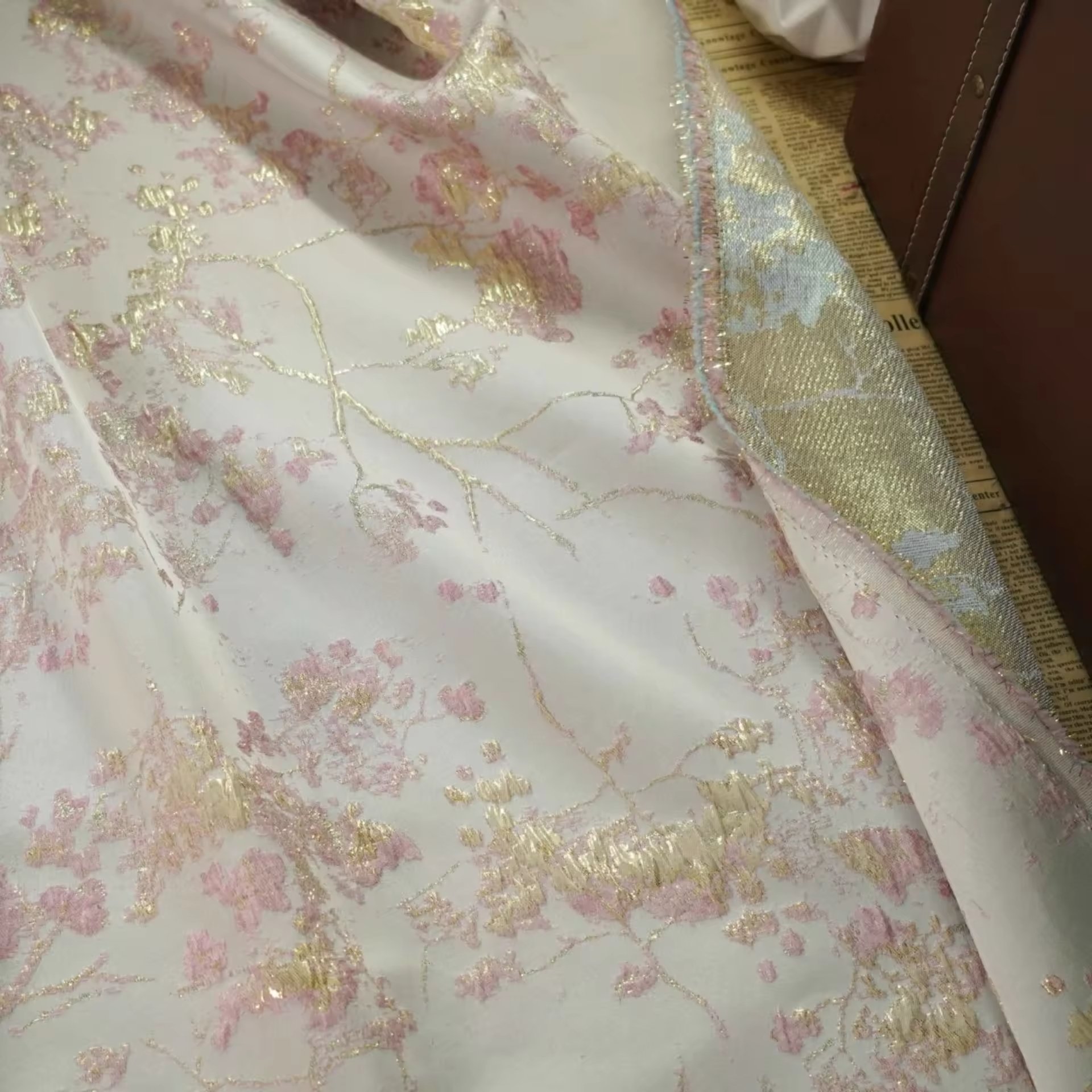 Multi-Color Tulle Brocade Fabric Gold Jacquard Pattern Embroidery Stretch Material for Wedding and Party Dresses