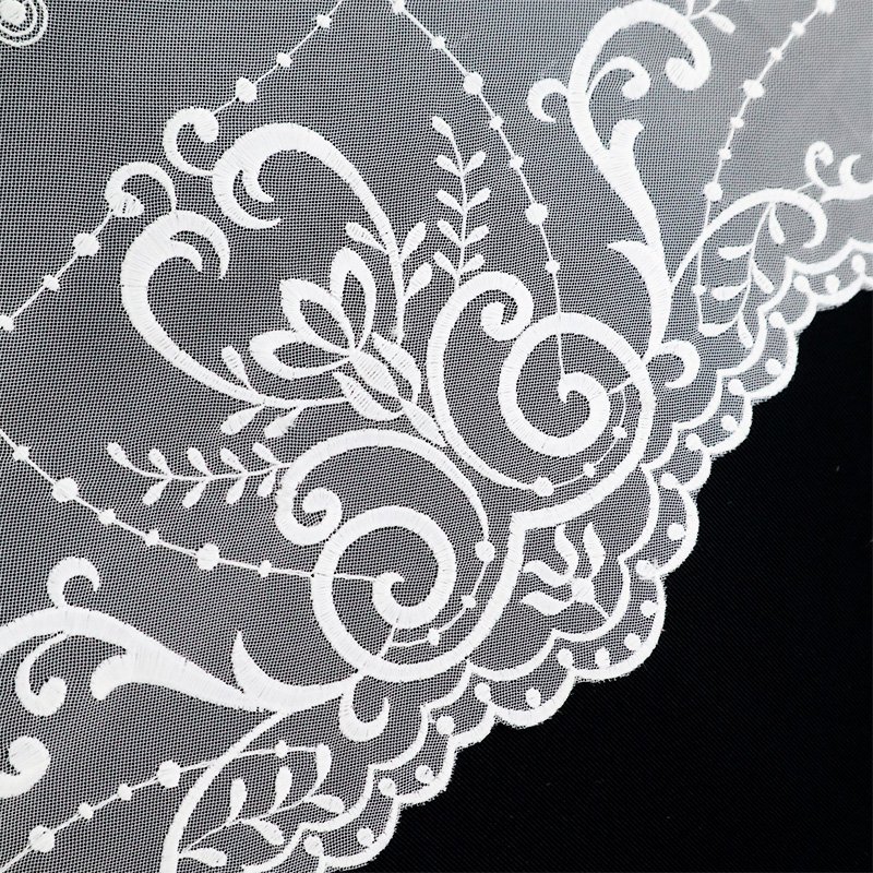 Elegant white embroidery thread 100% pure cotton banquet wedding dress lace fabric white