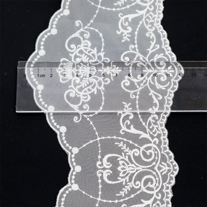 Elegant white embroidery thread 100% pure cotton banquet wedding dress lace fabric white