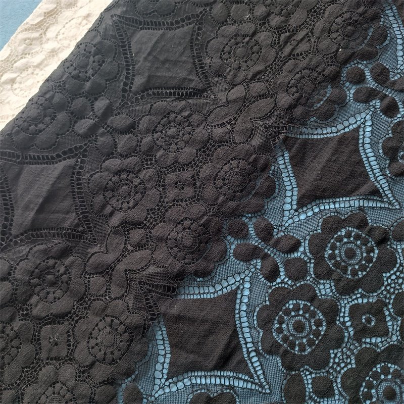 ZJ Manufacture Available Low Price Flower Embroidery Knitting Lace Fabric For Garment Dress