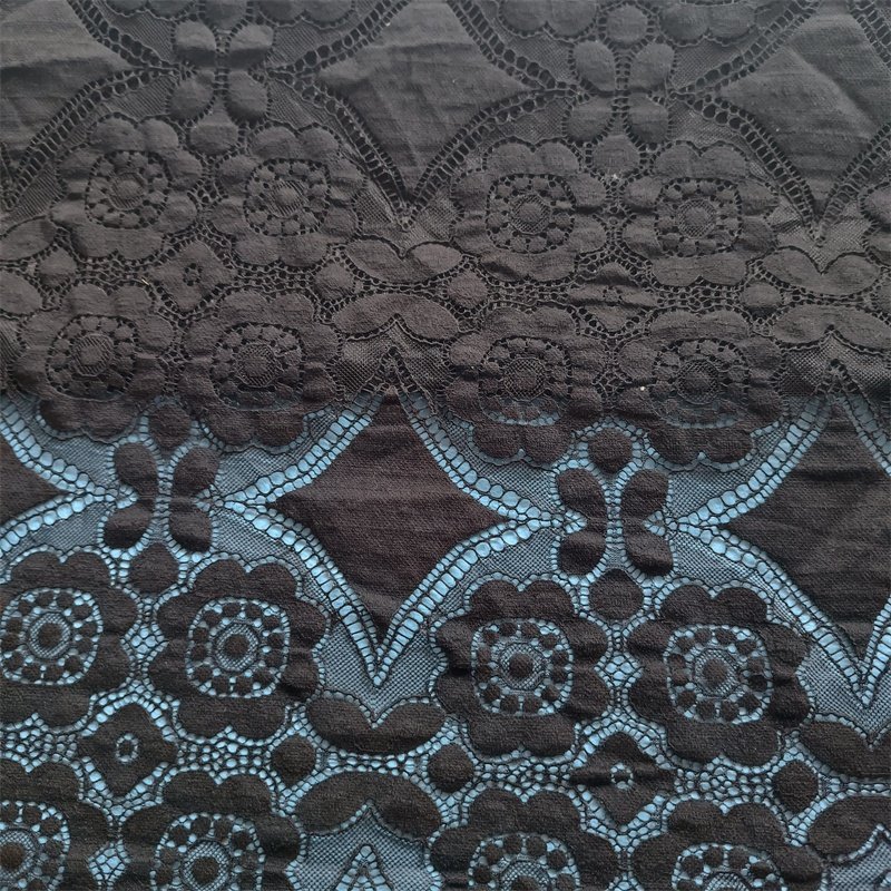 ZJ Manufacture Available Low Price Flower Embroidery Knitting Lace Fabric For Garment Dress