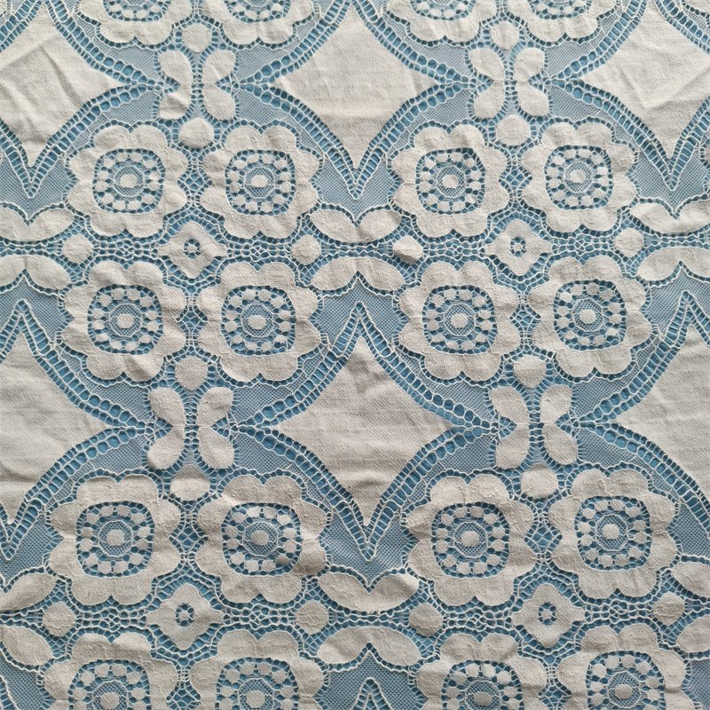 ZJ Manufacture Available Low Price Flower Embroidery Knitting Lace Fabric For Garment Dress