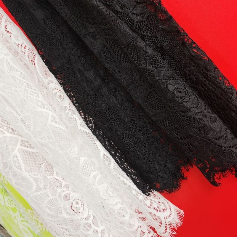 Width 1.5x3 meters 100% nylon eyelash lace high quality pressed yarn rose for wedding dress dresses and other clothing
