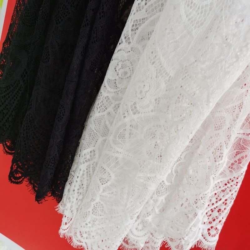 Width 1.5x3 meters 100% nylon eyelash lace high quality pressed yarn rose for wedding dress dresses and other clothing