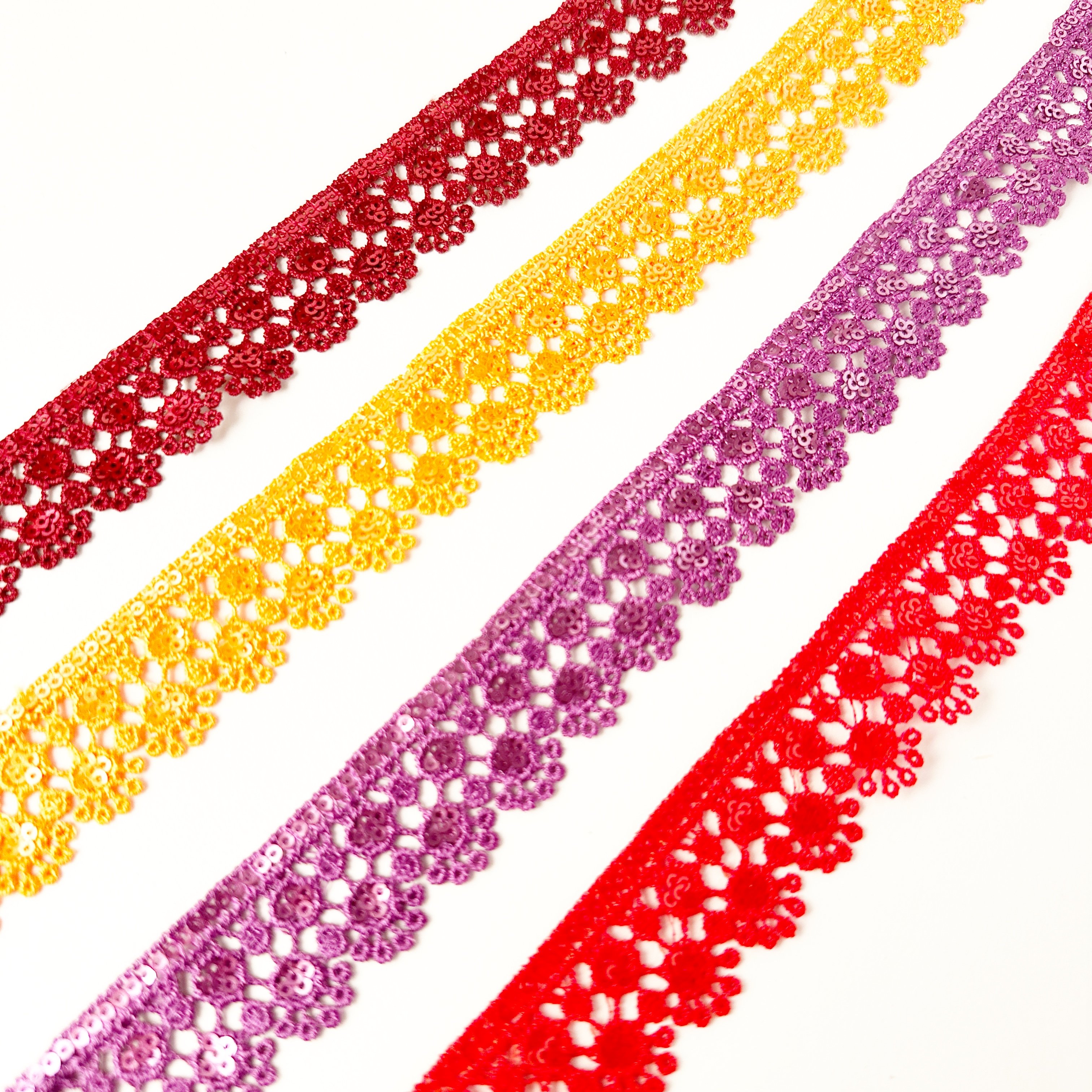2023 Wholesale luxury Embroidered Sequin Floral Polyester decorative lace fabric trim