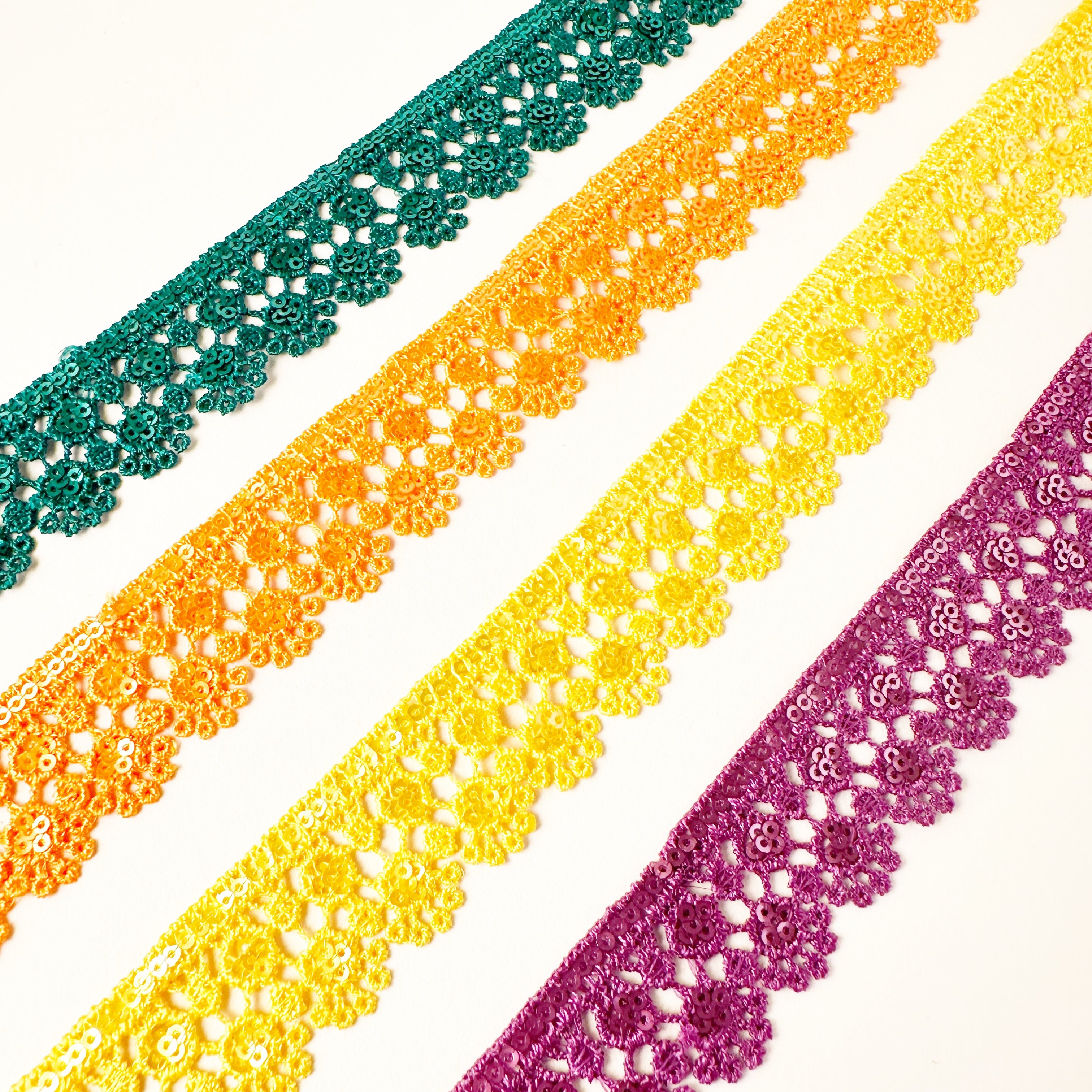 2023 Wholesale luxury Embroidered Sequin Floral Polyester decorative lace fabric trim