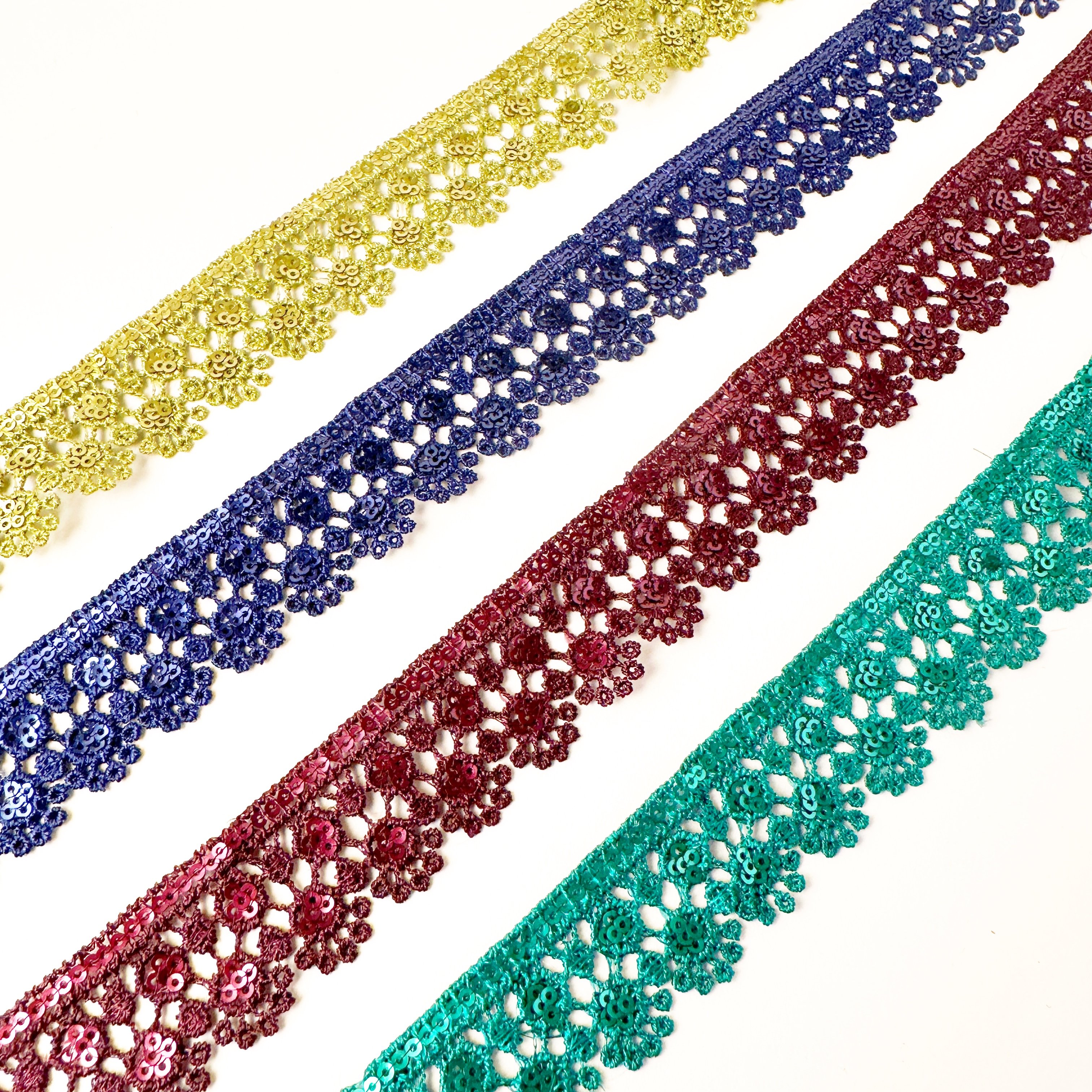 2023 Wholesale luxury Embroidered Sequin Floral Polyester decorative lace fabric trim