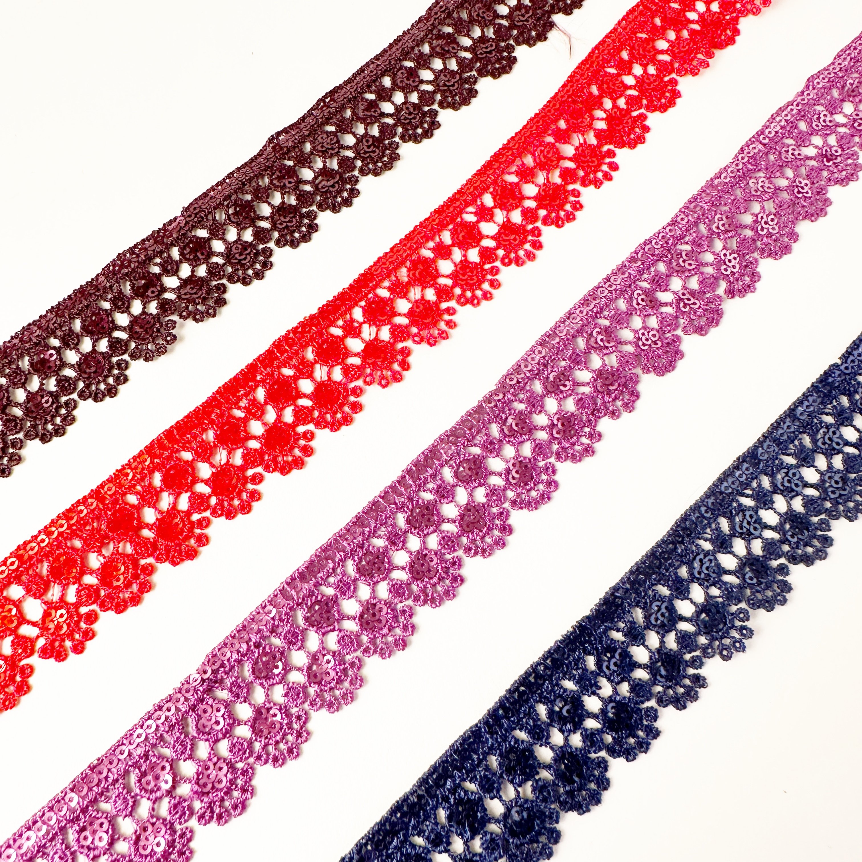 2023 Wholesale luxury Embroidered Sequin Floral Polyester decorative lace fabric trim