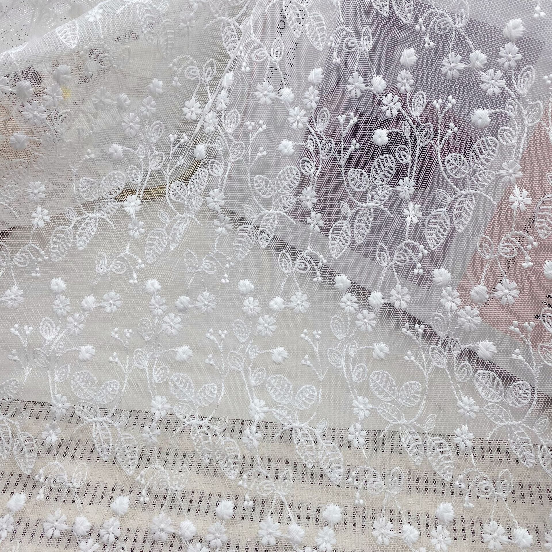 High Quality 100% Polyester French Lace Fabric Eco-Friendly Allover Embroidery Lace Fabric for Wedding Dresses