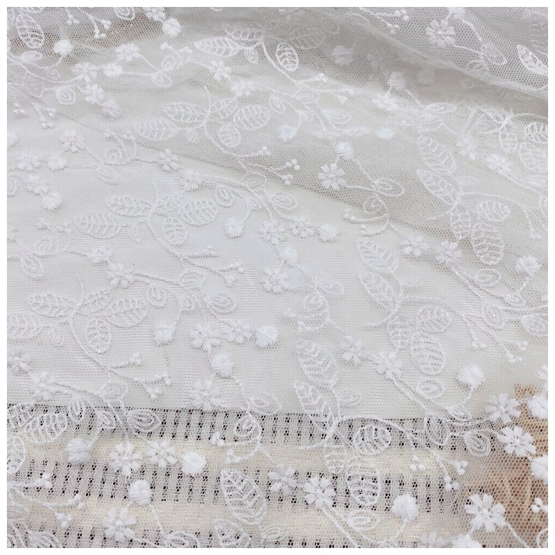 High Quality 100% Polyester French Lace Fabric Eco-Friendly Allover Embroidery Lace Fabric for Wedding Dresses