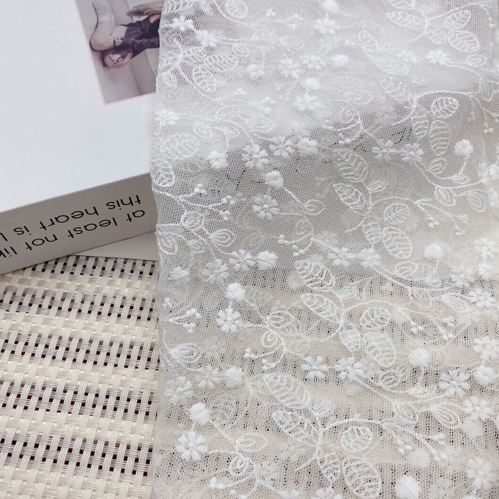 High Quality 100% Polyester French Lace Fabric Eco-Friendly Allover Embroidery Lace Fabric for Wedding Dresses