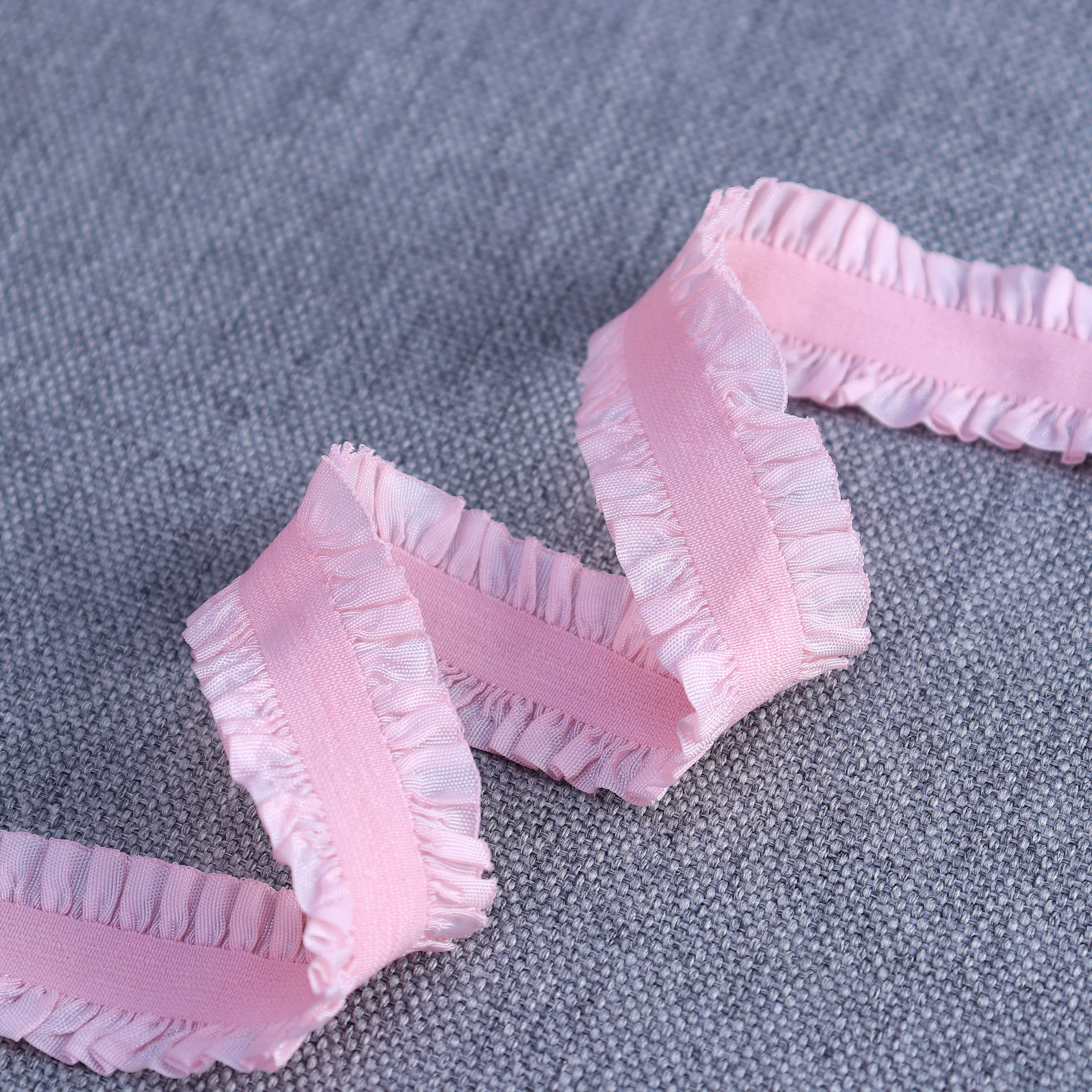 Jiarongfa Factory customized Colorful elastic nylon pleated auricular lace webbing used for clothing and dance shoes