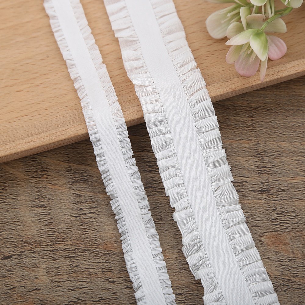 Jiarongfa Factory customized Colorful elastic nylon pleated auricular lace webbing used for clothing and dance shoes