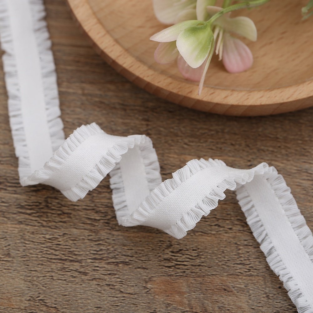 Jiarongfa Factory customized Colorful elastic nylon pleated auricular lace webbing used for clothing and dance shoes