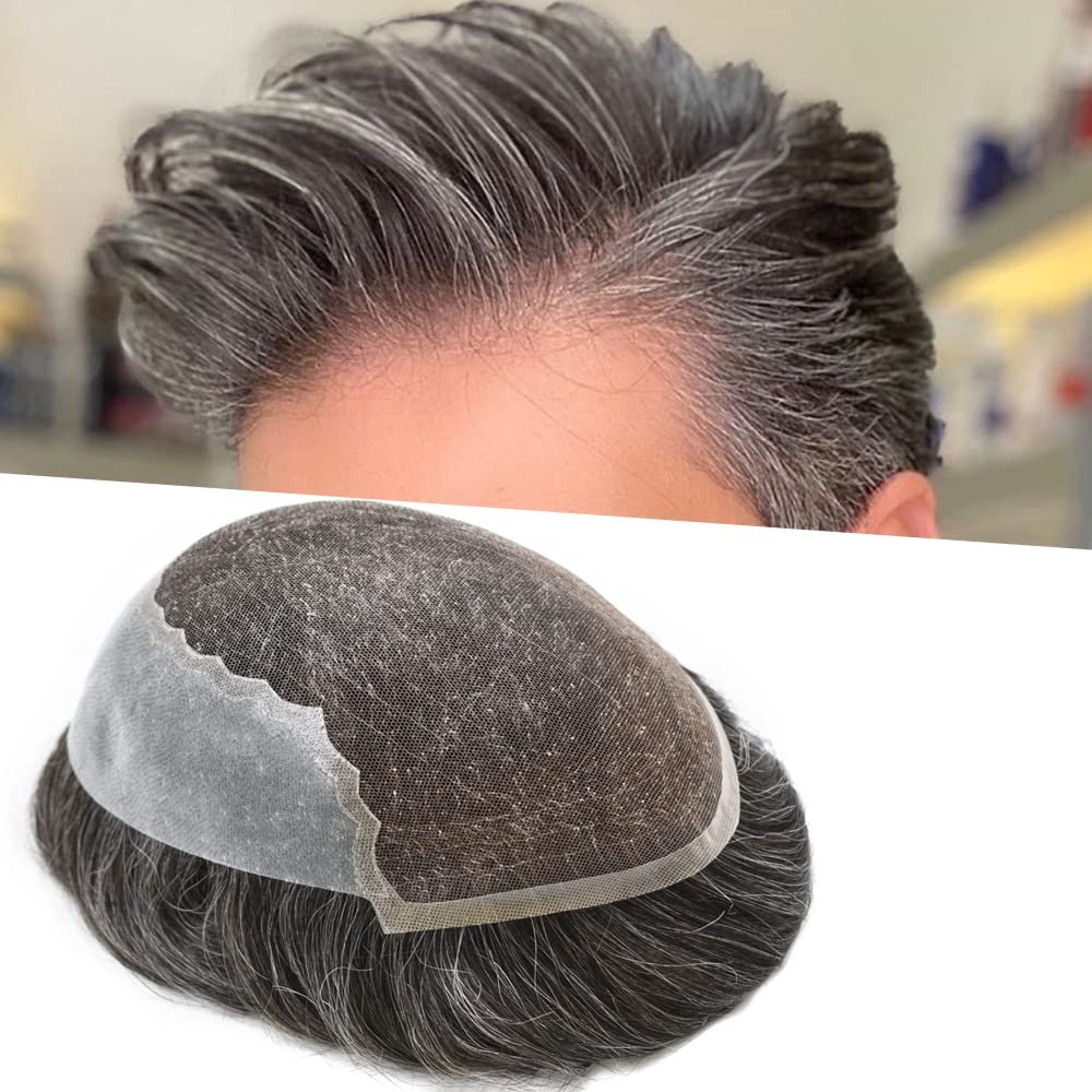Wholesale Q6 Breathable base men wigs toupee french lace hair replacement system 100% Human Hair Toupee For Men