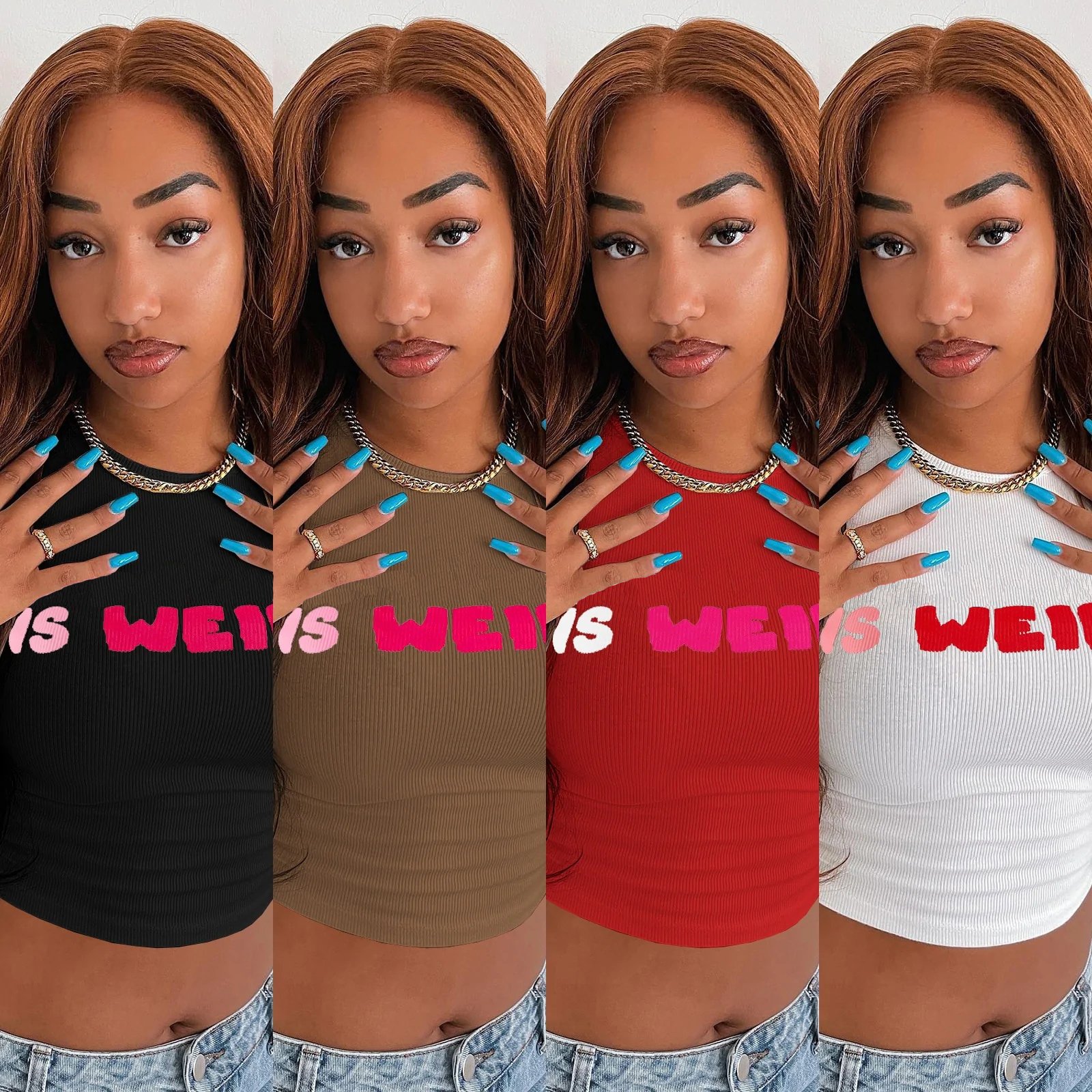 KY New Design Woman Robbed Skinny GRAPHIC TEE Basic Crop Top Tshirt Women