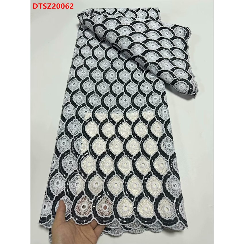 Black and white water soluble Evening Dresses Embroidered Lace Sequins Lace African Fabric