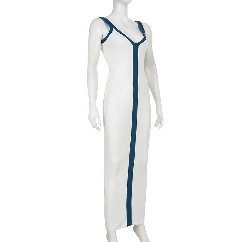YS7096C Autumn Women Ankle-Length Casual Ribbed Knit Dress Lady Bodycon Slim Robe Girl Dancing Party Vestido Long Skirt