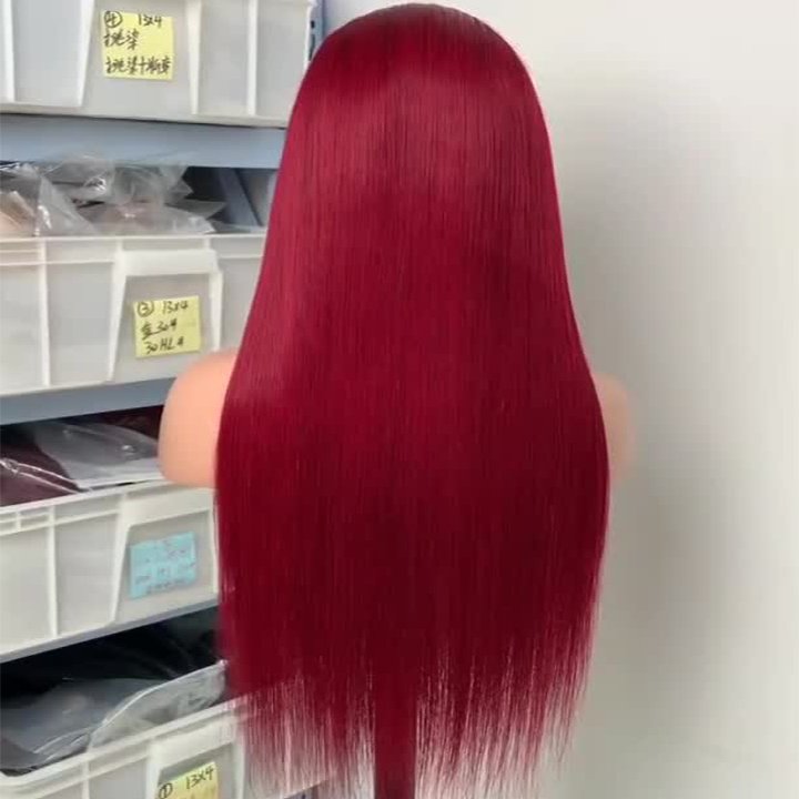 Wholesale Price 99j Raw Brazilian Glueless Hair HD Lace Frontal Wigs Virgin Human Hair Full Lace Wig 4*4 13x4 13x6