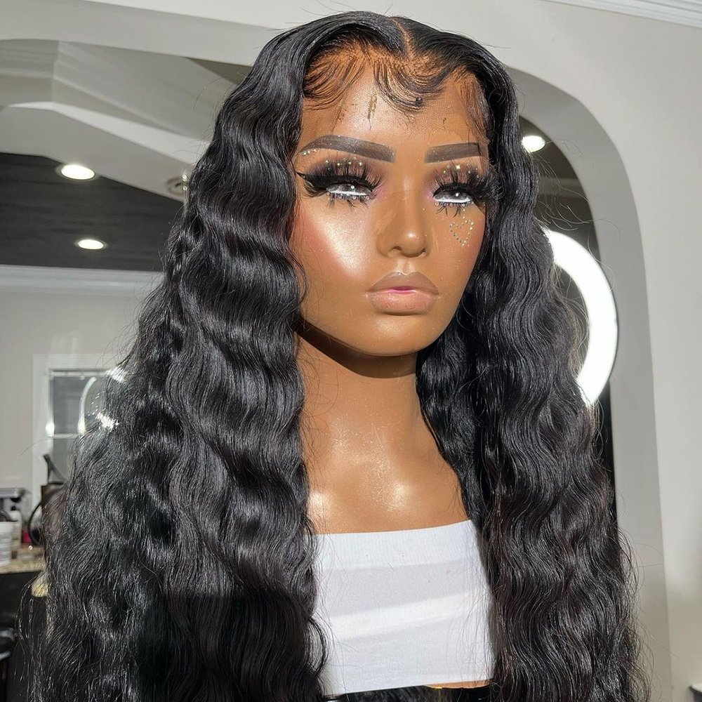 13X4 13X6 Raw Vietnamese Virgin Cuticle Aligned Hair Deep Wave Lace Frontal Wig Pre Plucked Natural Black Color Glueless Wigs