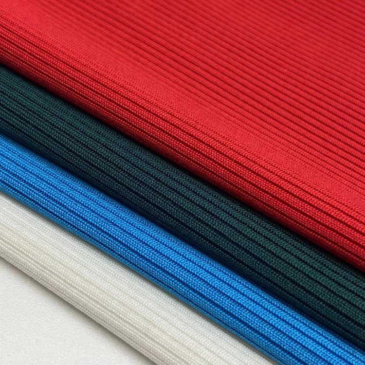 High quality 2*2 ribbed 95% polyester 5% spandex knitted 310GSM custom solid 2x2 rib fabric for clothing