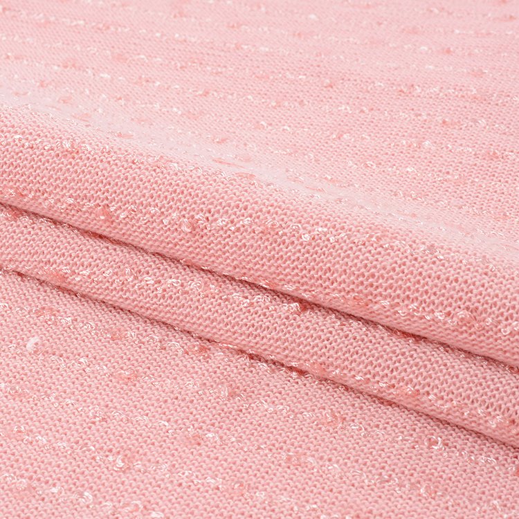 Trends polyester nylon embroidery bead sequins knitted fabric for clothing