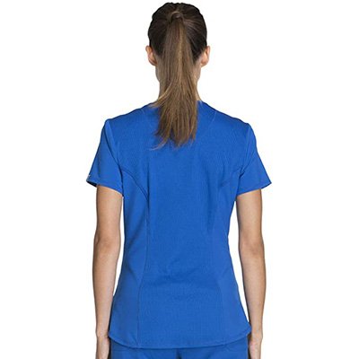 V-neck Cherokee Infinity Women Scrubs Top Rib-knit Neckband and Waist Insets Stretchy Spa Tunic Top