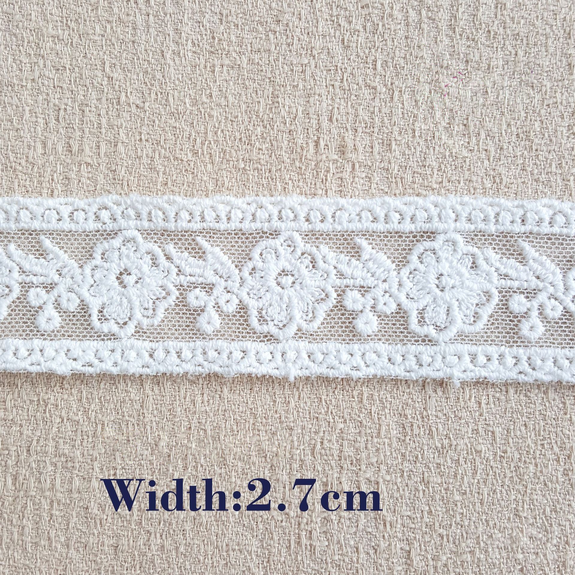 Wholesale Cheap Embroidered Lace Fabric White Cotton 3d Flower Lace Trim On Mesh