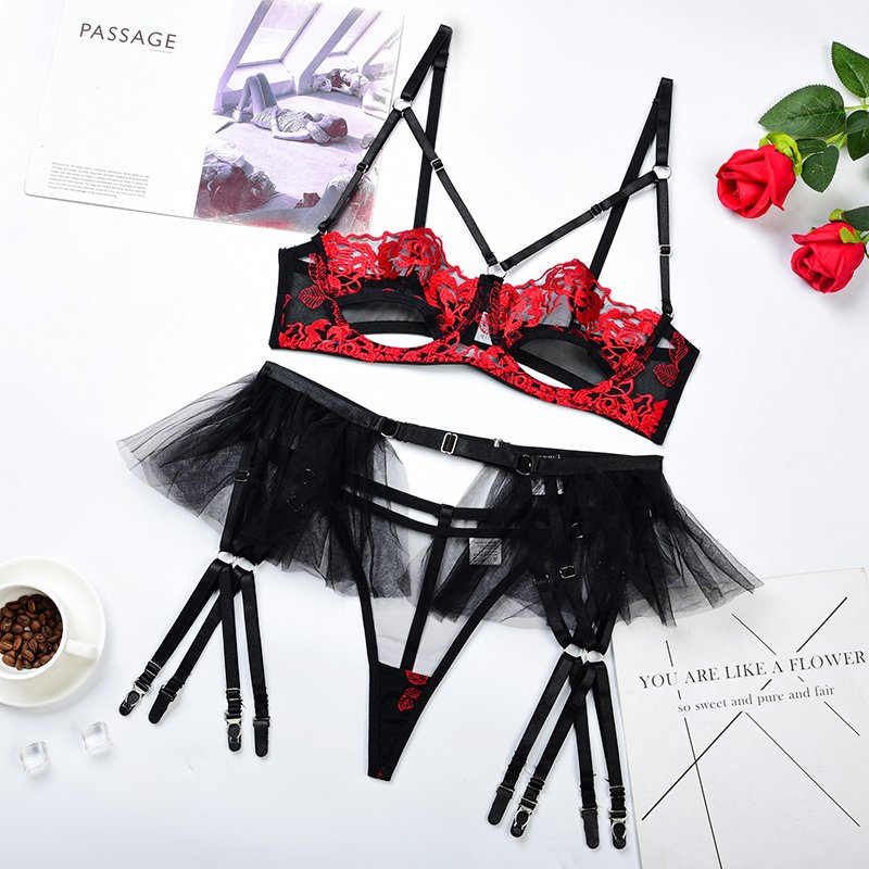 2024 Lace Erotic Fetish Lingerie Push Up Bra Sexy Outfit Naked Women Without Censorship Underwear Erotic Delicate Bilizna Set