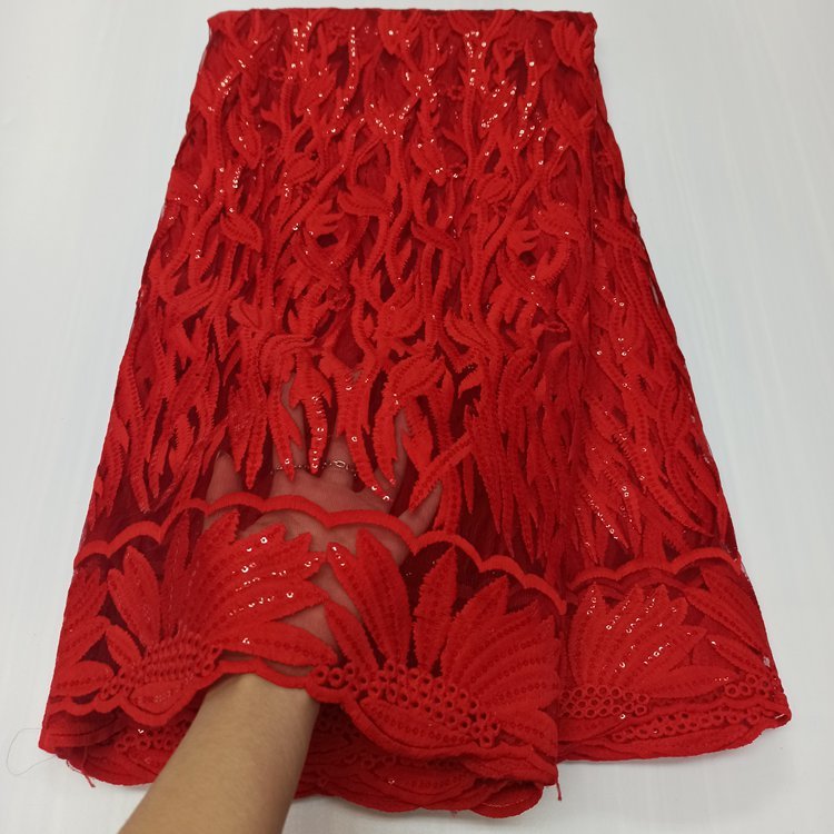 OK1006 2021 Hot sale lace materials french net sequins embroidery african lace fabric with sequin