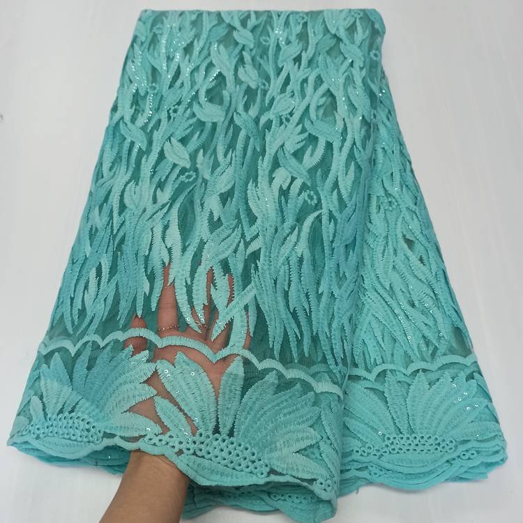 OK1006 2021 Hot sale lace materials french net sequins embroidery african lace fabric with sequin