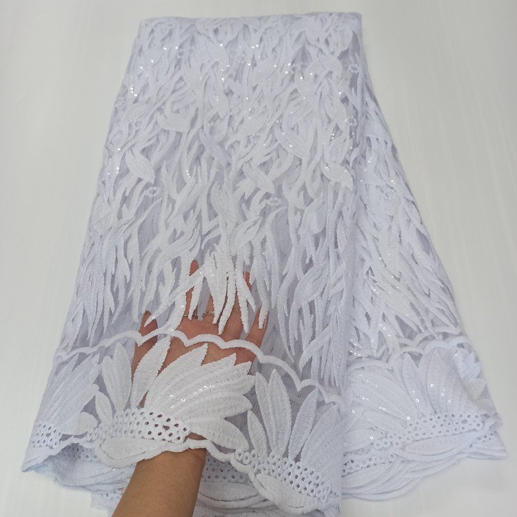 OK1006 2021 Hot sale lace materials french net sequins embroidery african lace fabric with sequin
