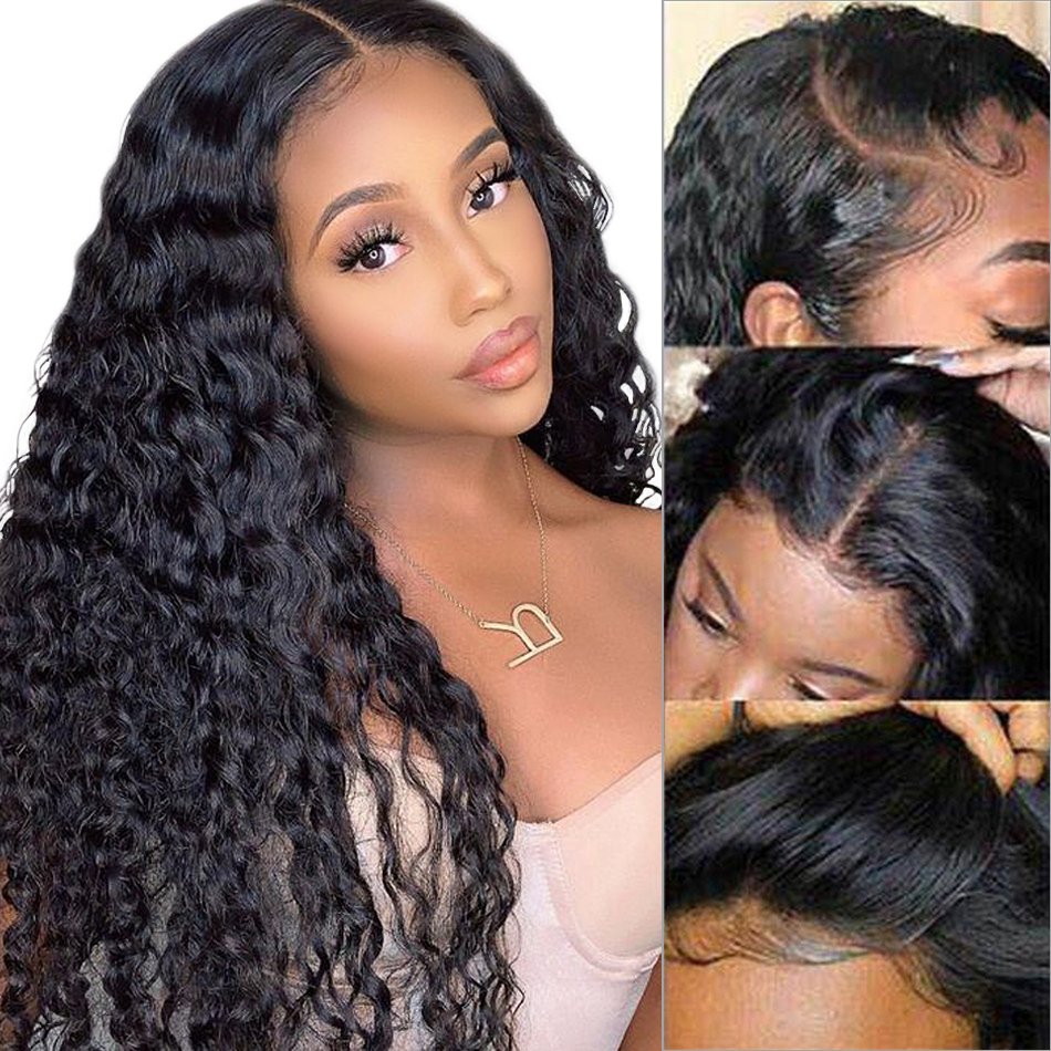 Cheap Water Wave Hd Full Lace Frontal Closure Wig Brazilian Virgin in Human Hair Water Curly Wave Lace Front wig for black women