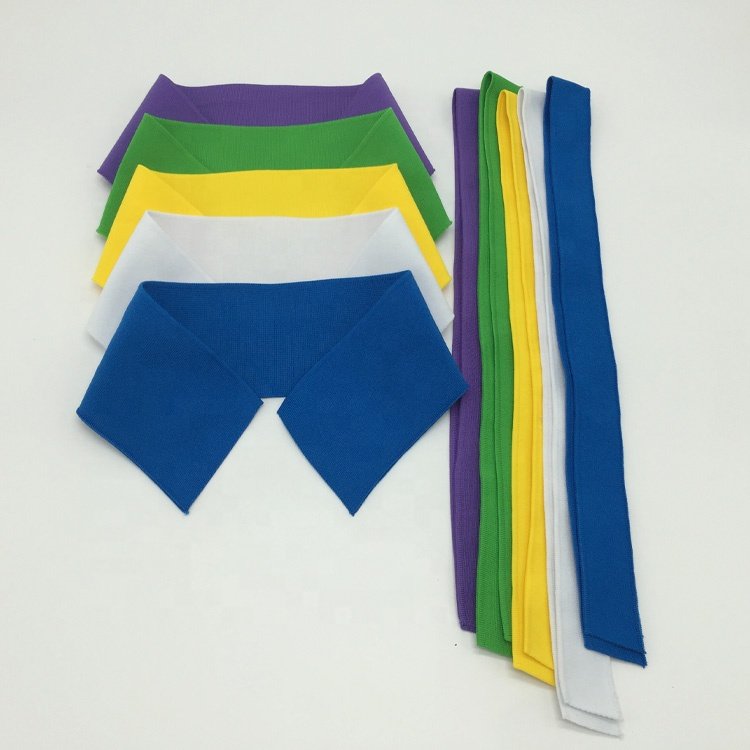 Custom Plain Ribbing 1X1 Polyester Flat Knit rib fabric Solid Color Collar and Cuff for POLO t shirt Full Collar