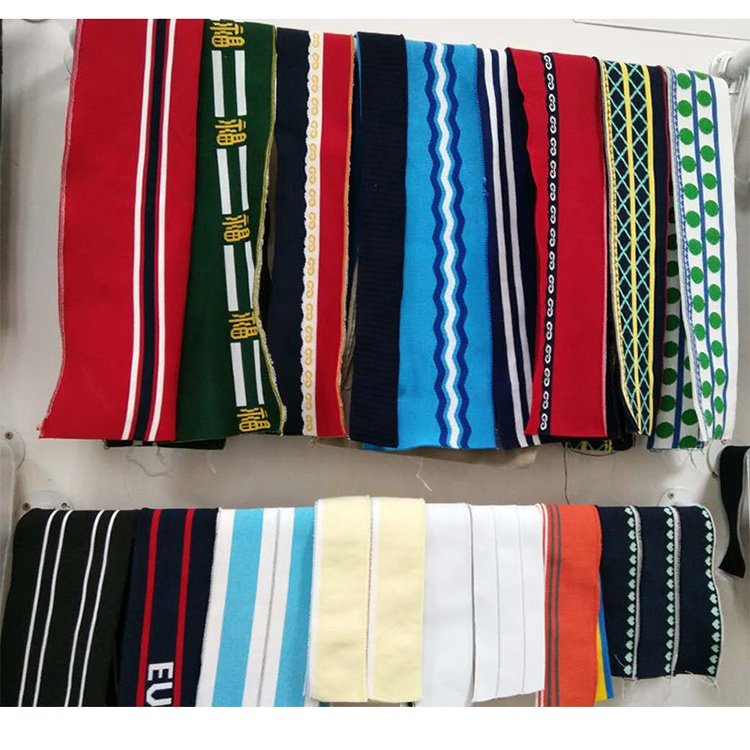 Custom Plain Ribbing 1X1 Polyester Flat Knit rib fabric Solid Color Collar and Cuff for POLO t shirt Full Collar