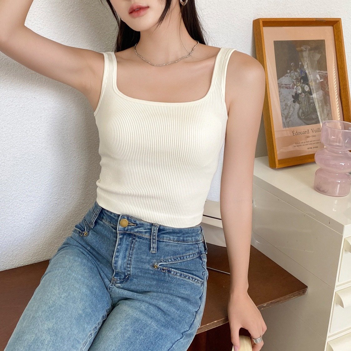 Wholesale tank top hight waist Camisole lady halter Rib sports bra camis tops for Women