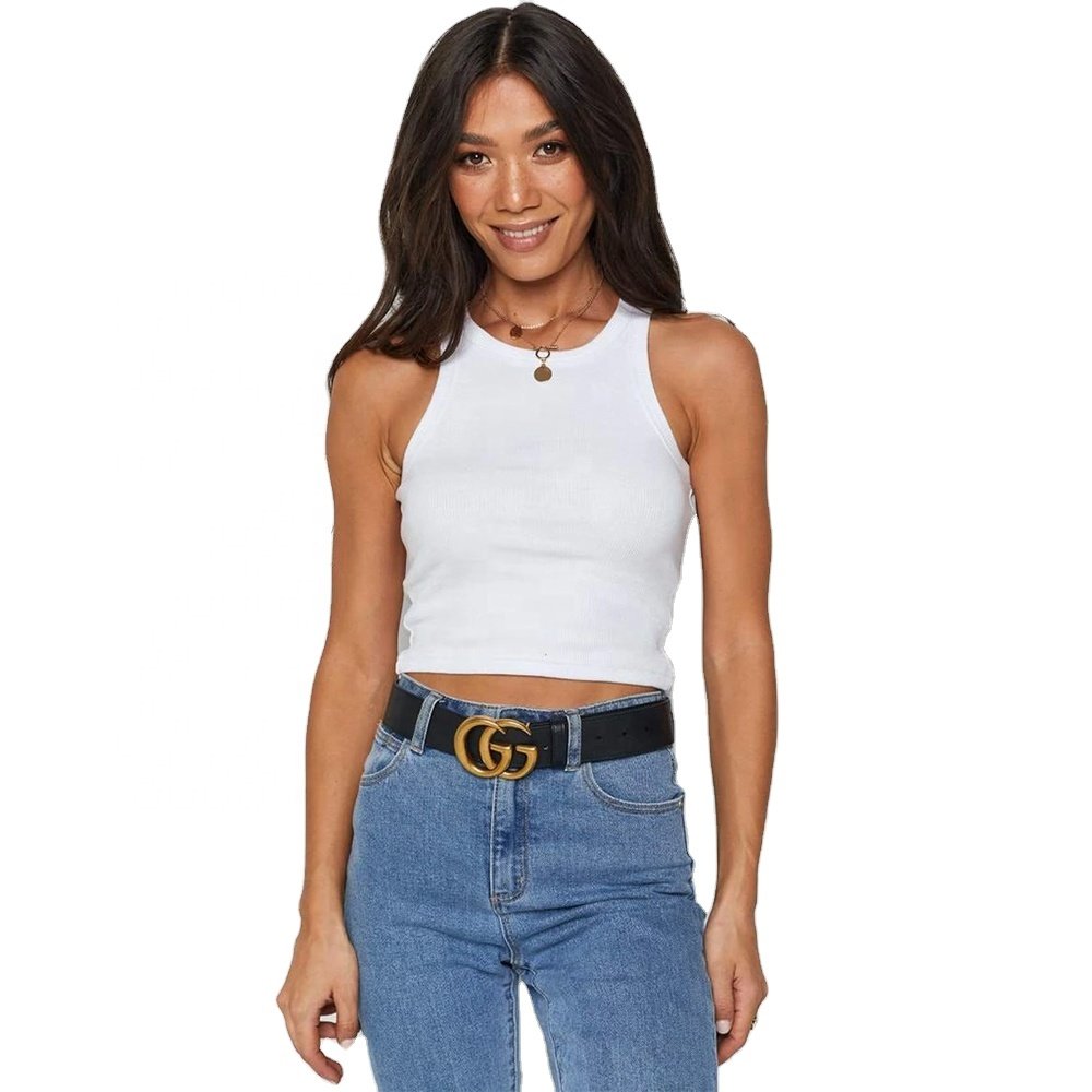 2022 Hot Selling Basic Ladies Vest T-shirt Sleeveless Multicolor Cotton Vest Ribbed Crop Top