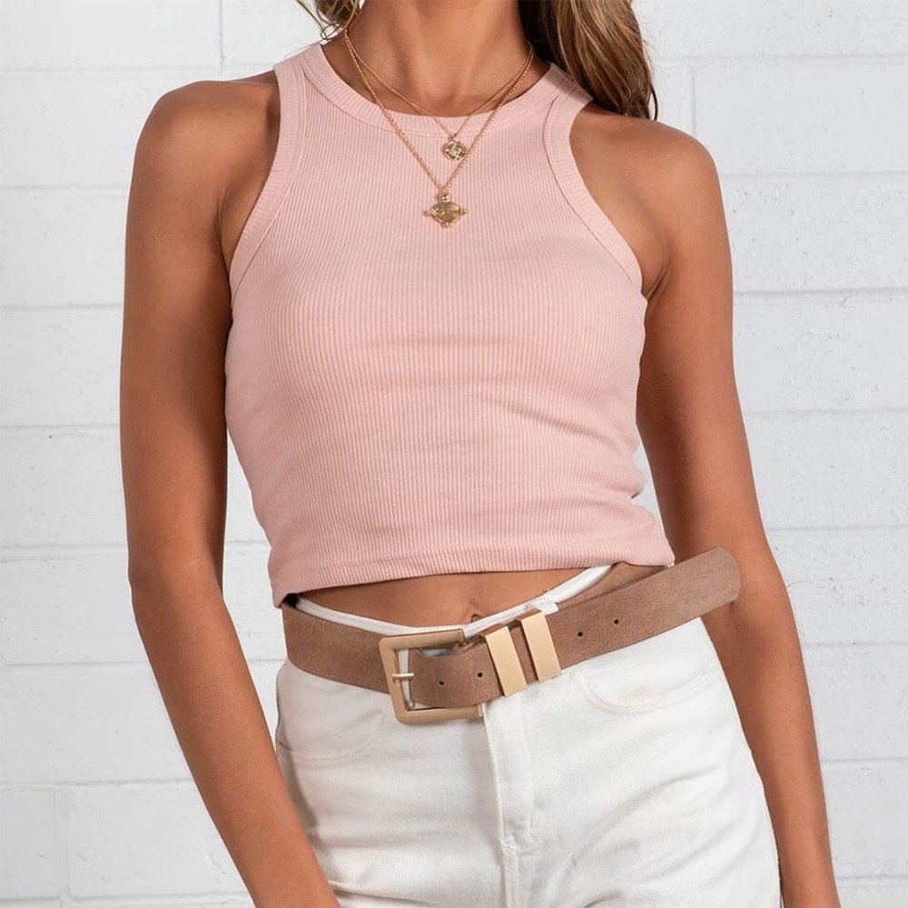 2022 Hot Selling Basic Ladies Vest T-shirt Sleeveless Multicolor Cotton Vest Ribbed Crop Top