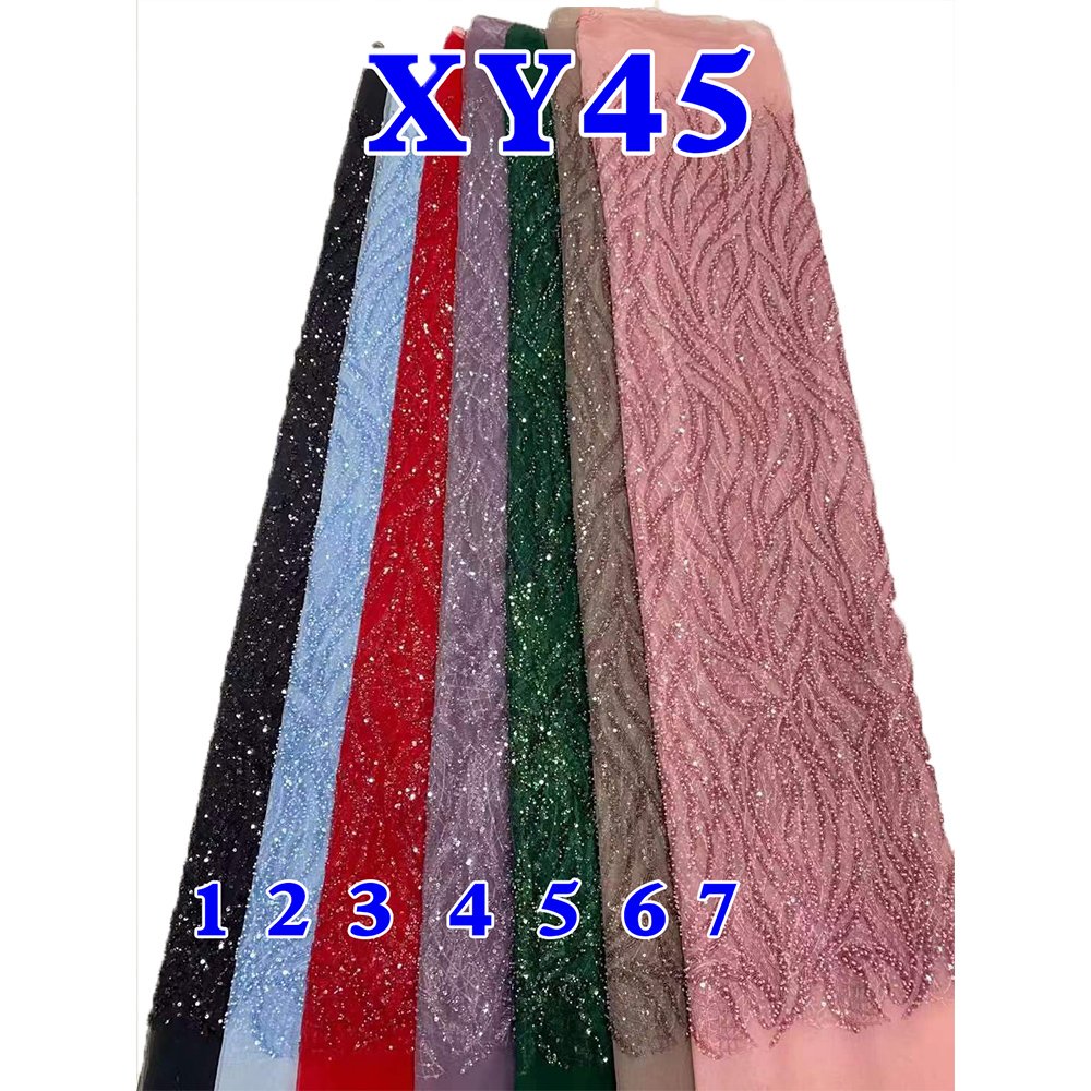 NI.AI Hot Sale New French Embroidered Beaded Lace Fabrics For Party Dress High Quality Sequins Mesh Lace Fabrics