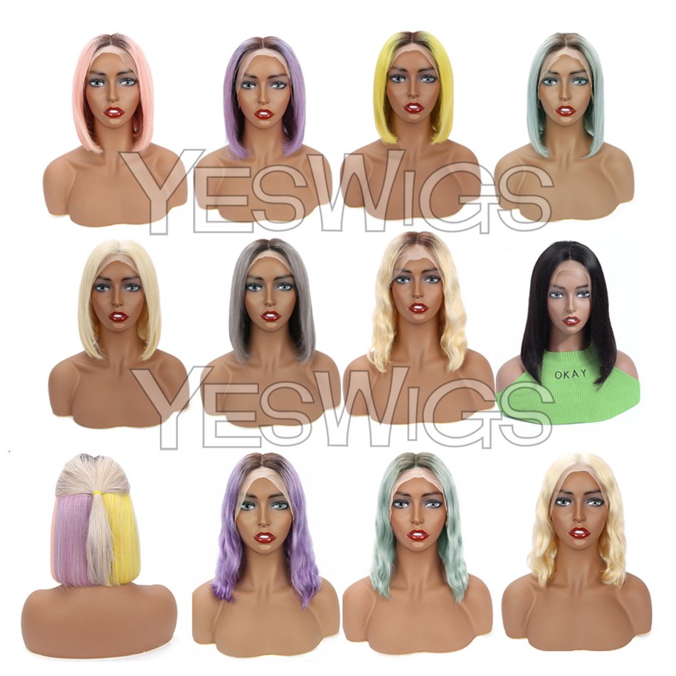 Yeswigs Raw Indian Virgin Hair Short Bob Wigs Human Hair Lace Front Wig Deep Wave Curly 13X4Hd Lace Frontal Wigs For Black Women