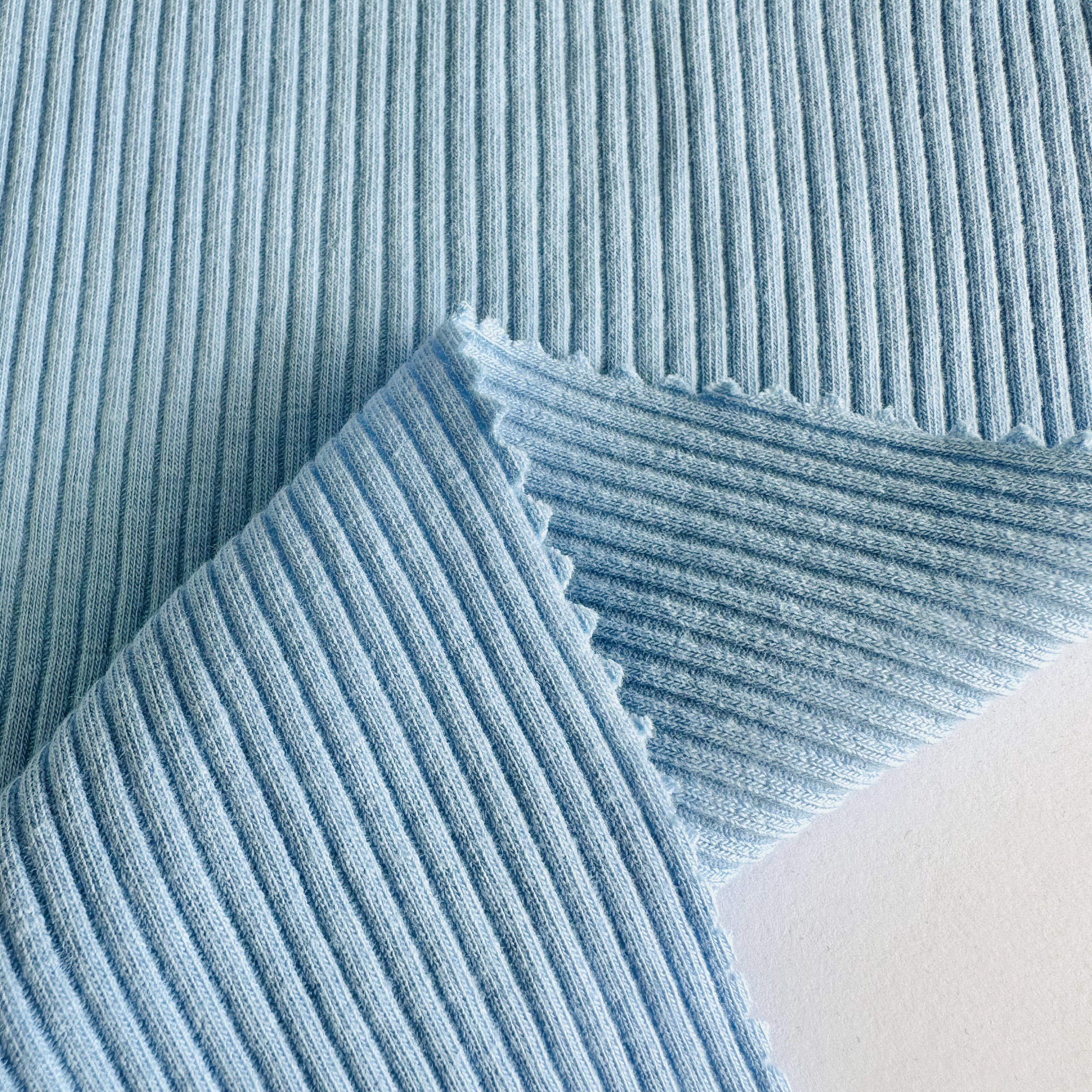 Best sell stretch 4*2 ribbed fabric cotton Polyester Spandex CVC Rib Knit Fabric For Sweater and Cuff