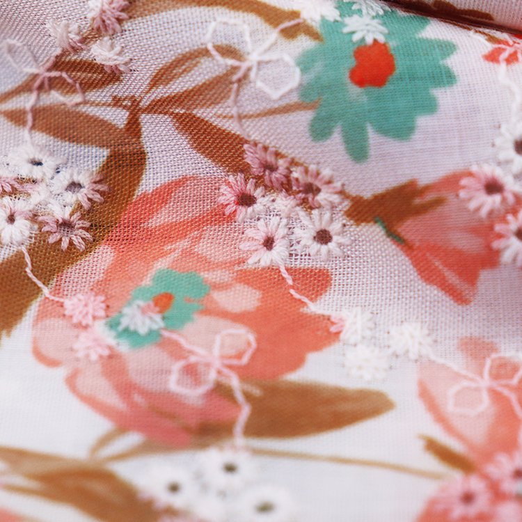 hollow out women dress material custom pattern poplin digltai printing eyelet cotton swiss voile lace embroidery fabric