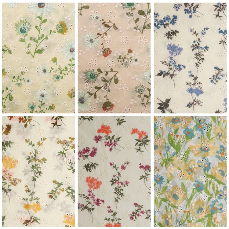 hollow out women dress material custom pattern poplin digltai printing eyelet cotton swiss voile lace embroidery fabric
