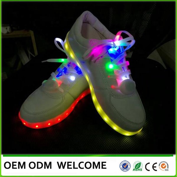 OME Custom Logo Length 85cm Shoelaces Fashion TPU Luminous Led Shoelaces White Shoe Laces For Cool Men