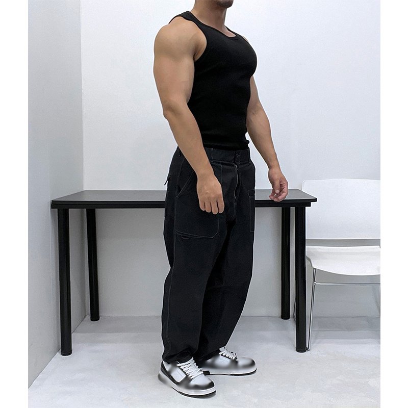 Custom Logo Cotton Mens Workout Summer Breathable Print Tank Tops Fitness Stringer Mens Ribbed Tank Top