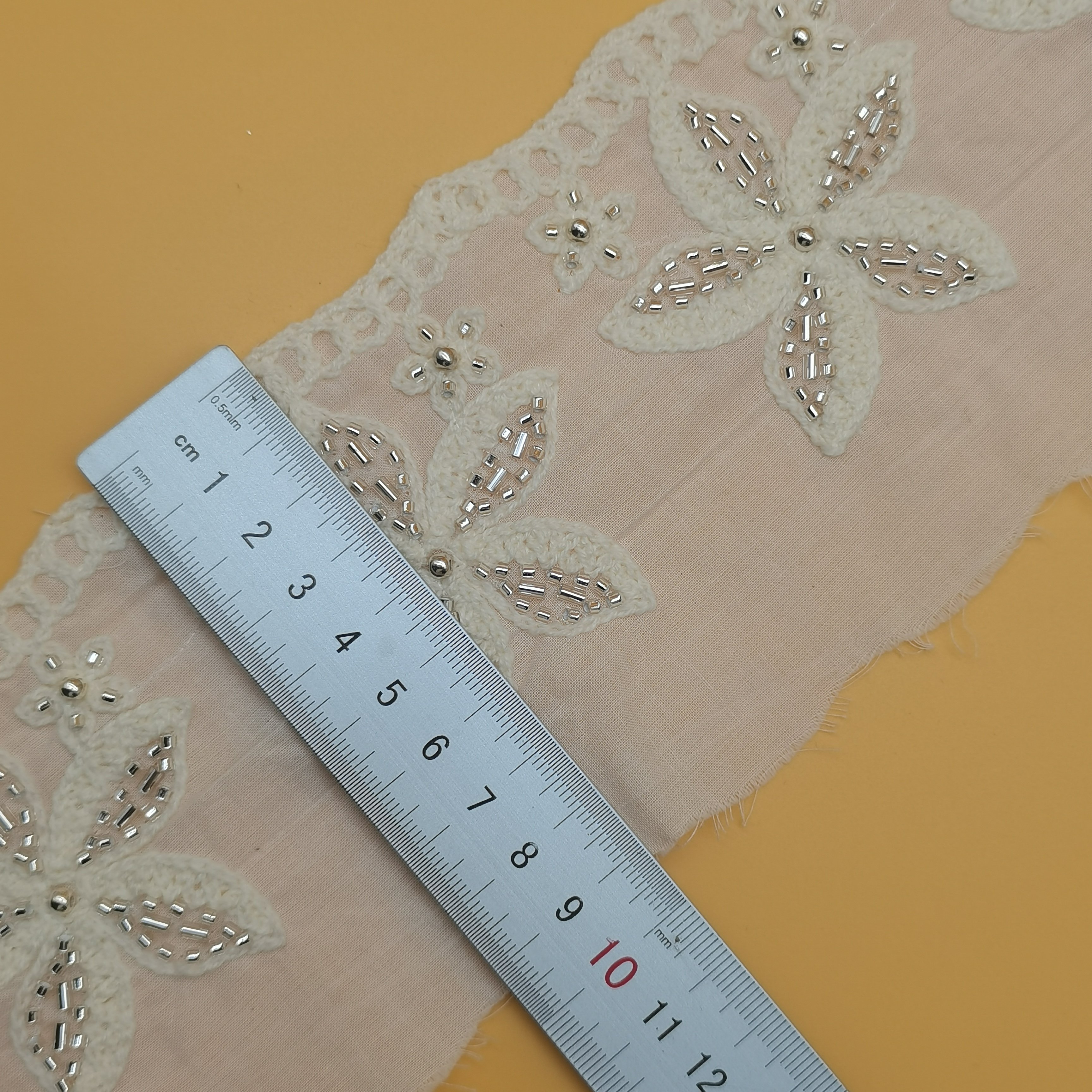 Hot Selling 100% Cotton Beaded Lace Trim Embroidery Fabric Women's Clothing Dresses Hijab Design Lace Accessory Shoes Bags