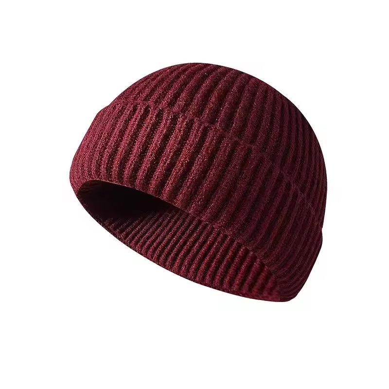 Wholesale windproof Knitted ribbed skull gorras breathable winter warm folded custom beanie logo fur ball caps for women men