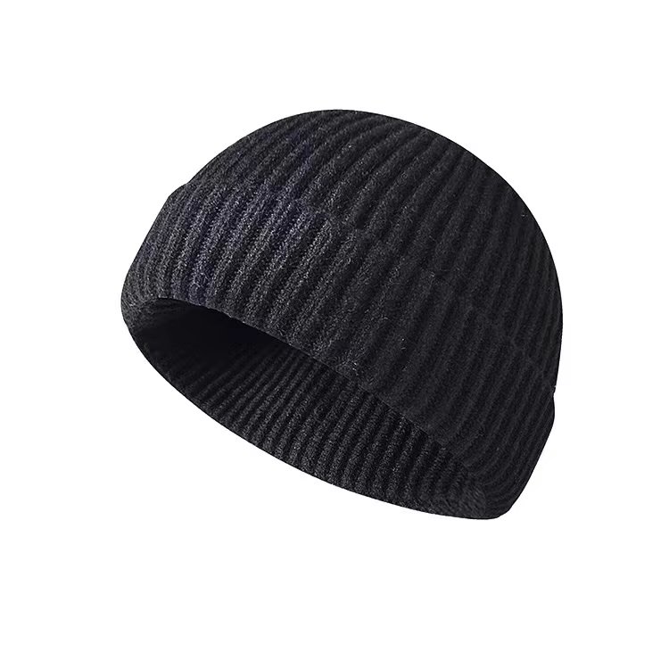 Wholesale windproof Knitted ribbed skull gorras breathable winter warm folded custom beanie logo fur ball caps for women men